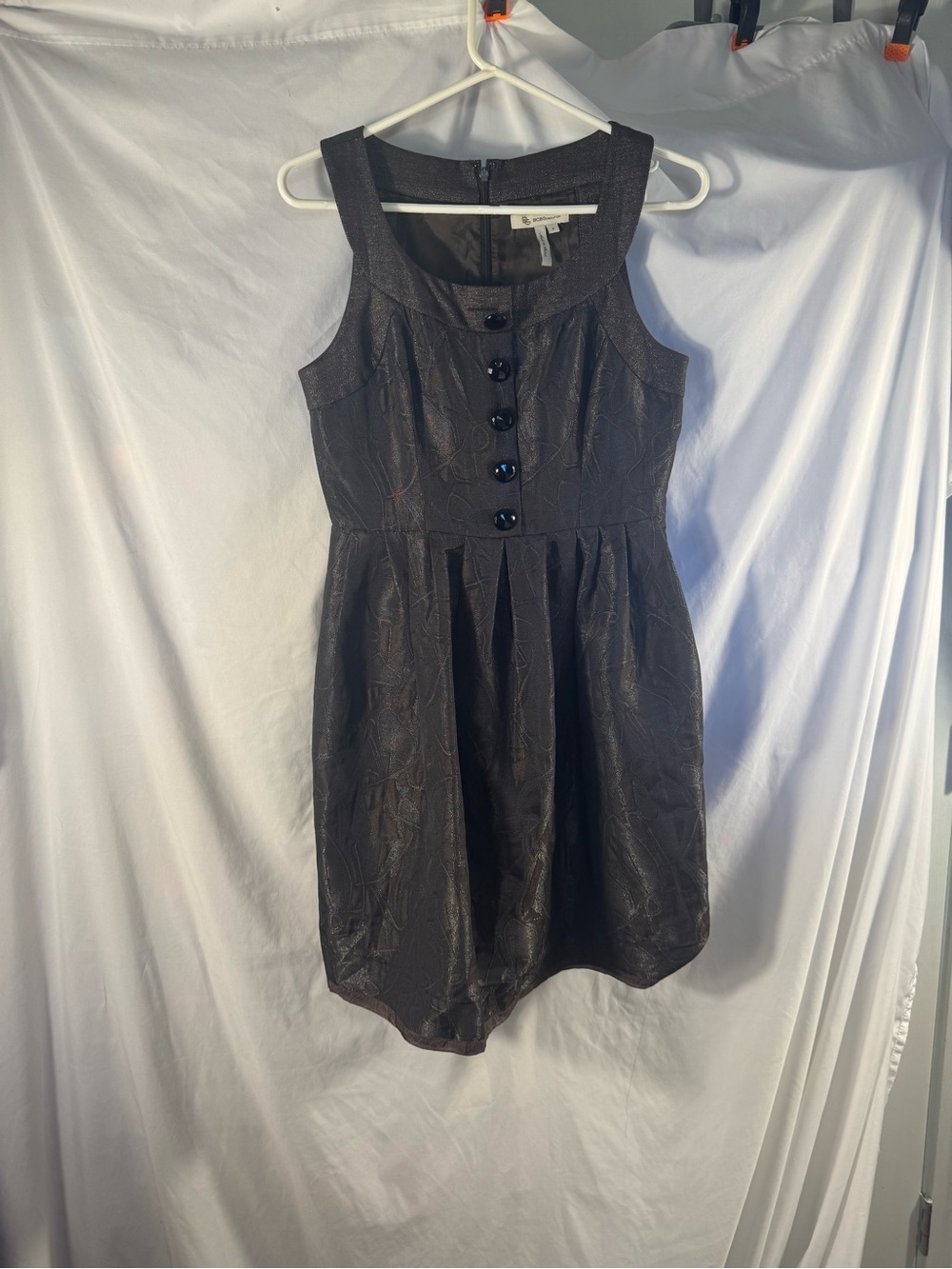 BCBGeneration Metallic Floral Mini Dress Size 8 Retro LBD